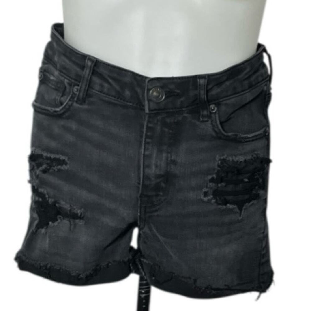 Size 0 faded black American Eagle hi-rise shortie shorts distressed